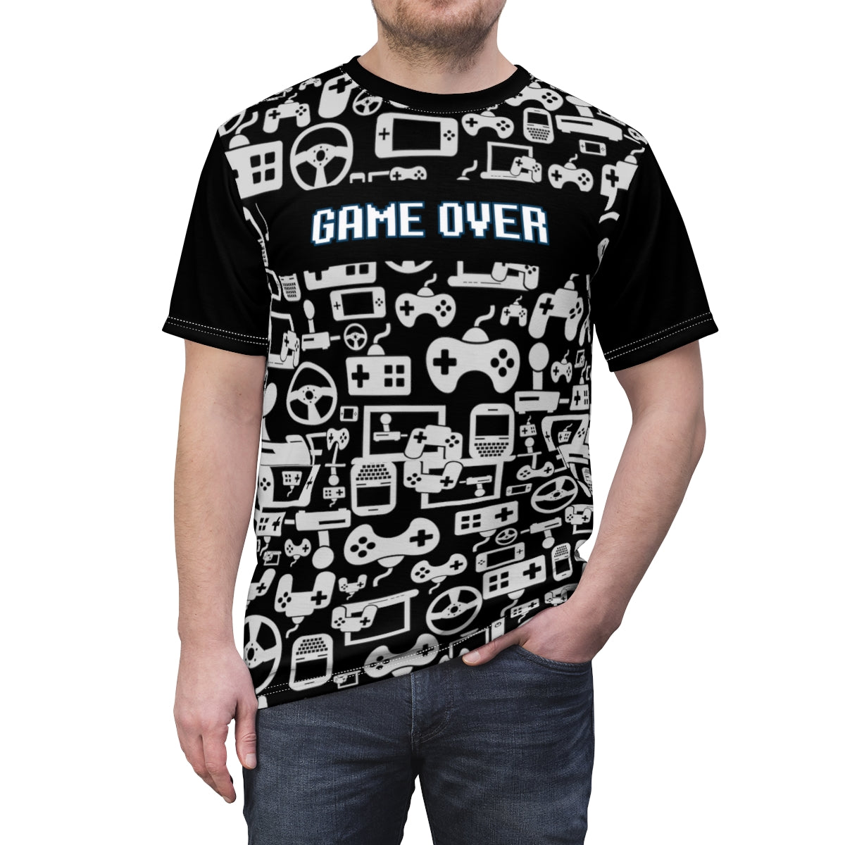 Gamers T Shirt | Fathers day Gift | Gift for Men | Gift for Him | Cool Summer Shirt (Black Pattern)