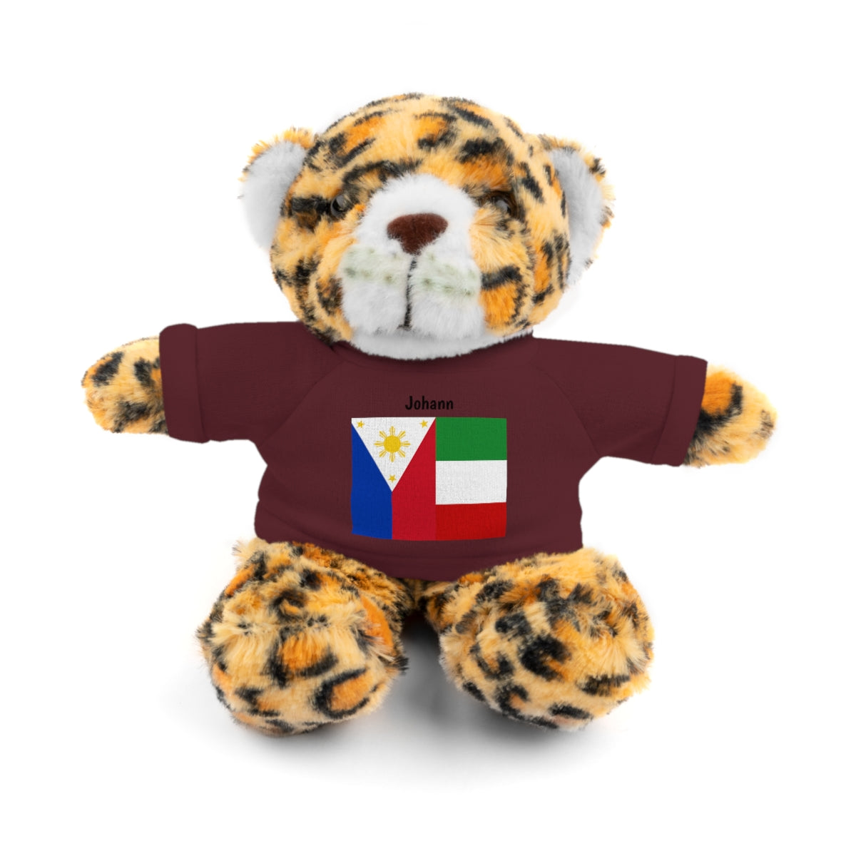 Personalized Filipino Stuffed Animal Toy with Tee | Philippines & Italy Flag | Gift for kids and adults | Holiday Gift idea