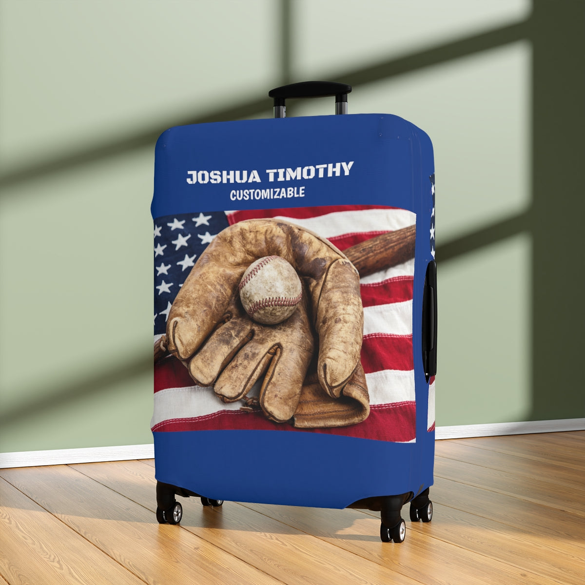 Personalized Baseball Fan Luggage Cover | Suitcase protector | Crisply Printed Washable