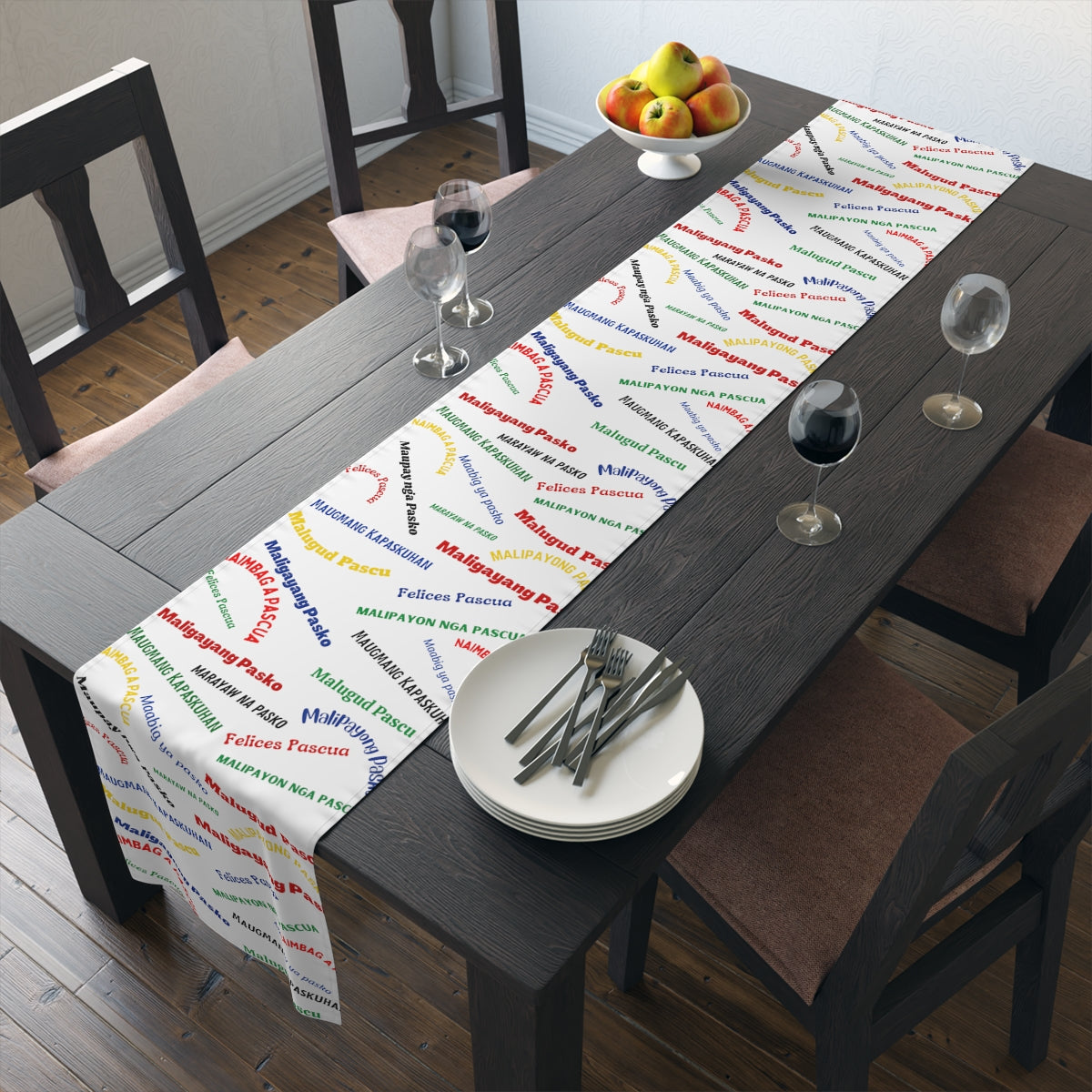 Philippines Filipino Christmas Greetings in different dialects themed Table Runner (Cotton, Poly)