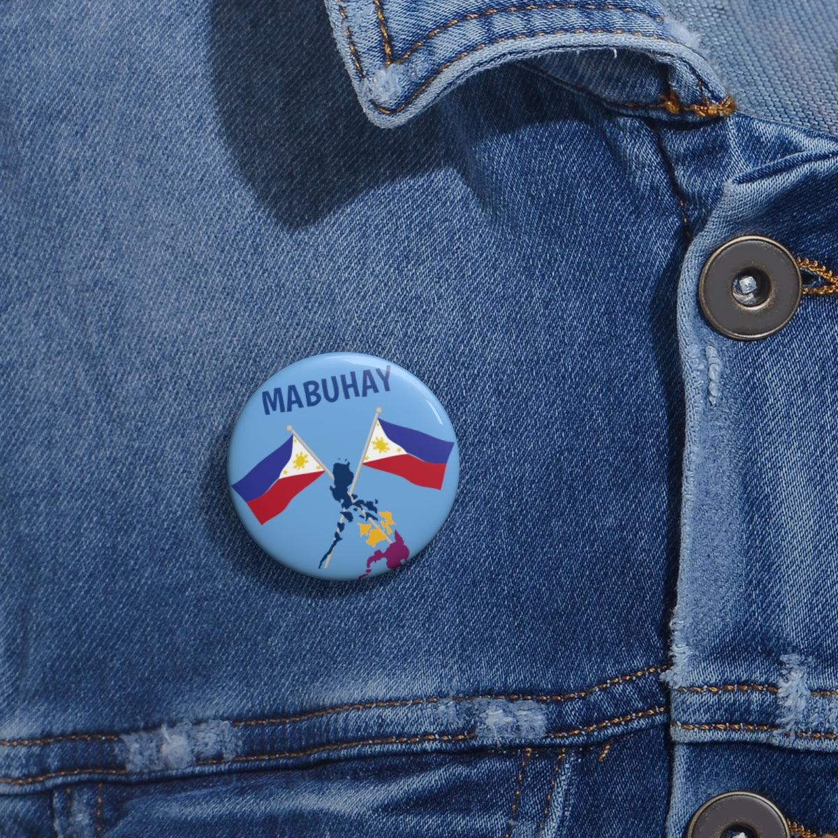 Philppines Filipino Mabuhay Custom Pin Buttons