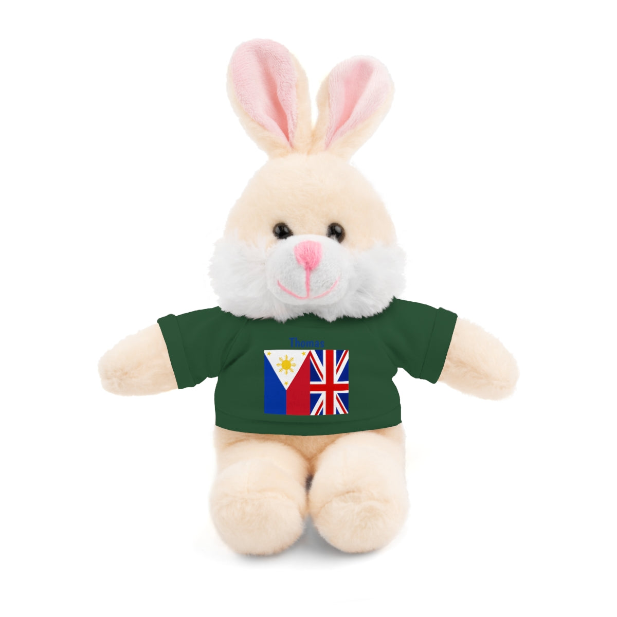 Personalized Filipino Stuffed Animal Toy with Tee | Philippines & UK Flag | Gift for kids and adults | Holiday Gifting idea