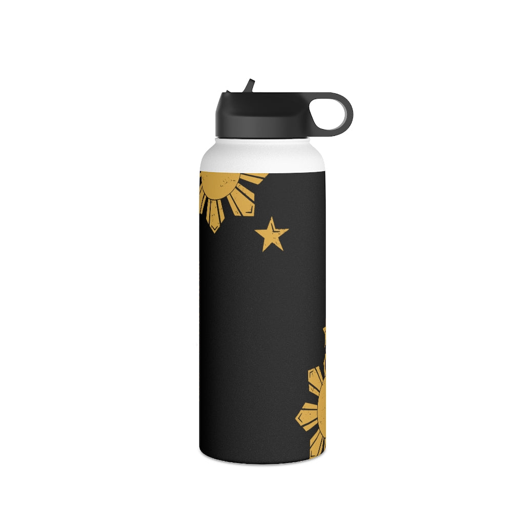 Personalized Philippines Sun and Star Steel Water Bottle, Standard Lid |Summer Travels, Gym watert Bottle, Back to School Water bottle.
