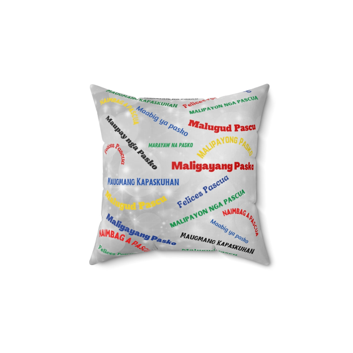 philippines Filipino Maligayang Pasko in Different Dialects Spun Polyester Square Pillow