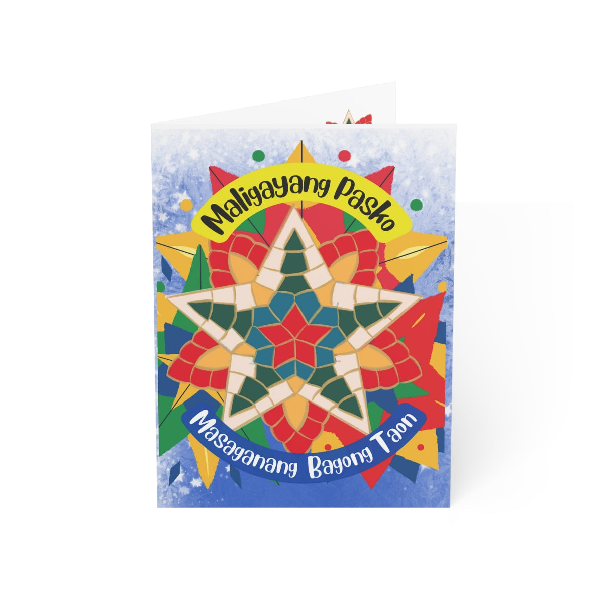 Personalized Filipino Greeting card , Filipino Christmas Lanterns Parol theme Folded Greeting Cards