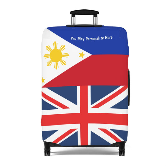 Philippines UK Flag Luggage Cover | Personalized Suitcase Protector | Crisply Printed , Washable.