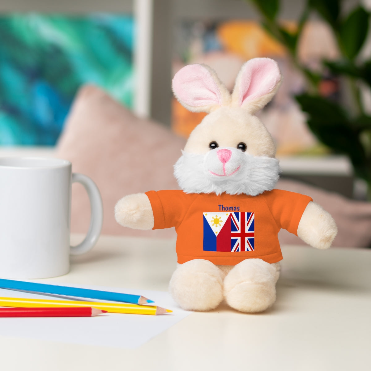 Personalized Filipino Stuffed Animal Toy with Tee | Philippines & UK Flag | Gift for kids and adults | Holiday Gifting idea