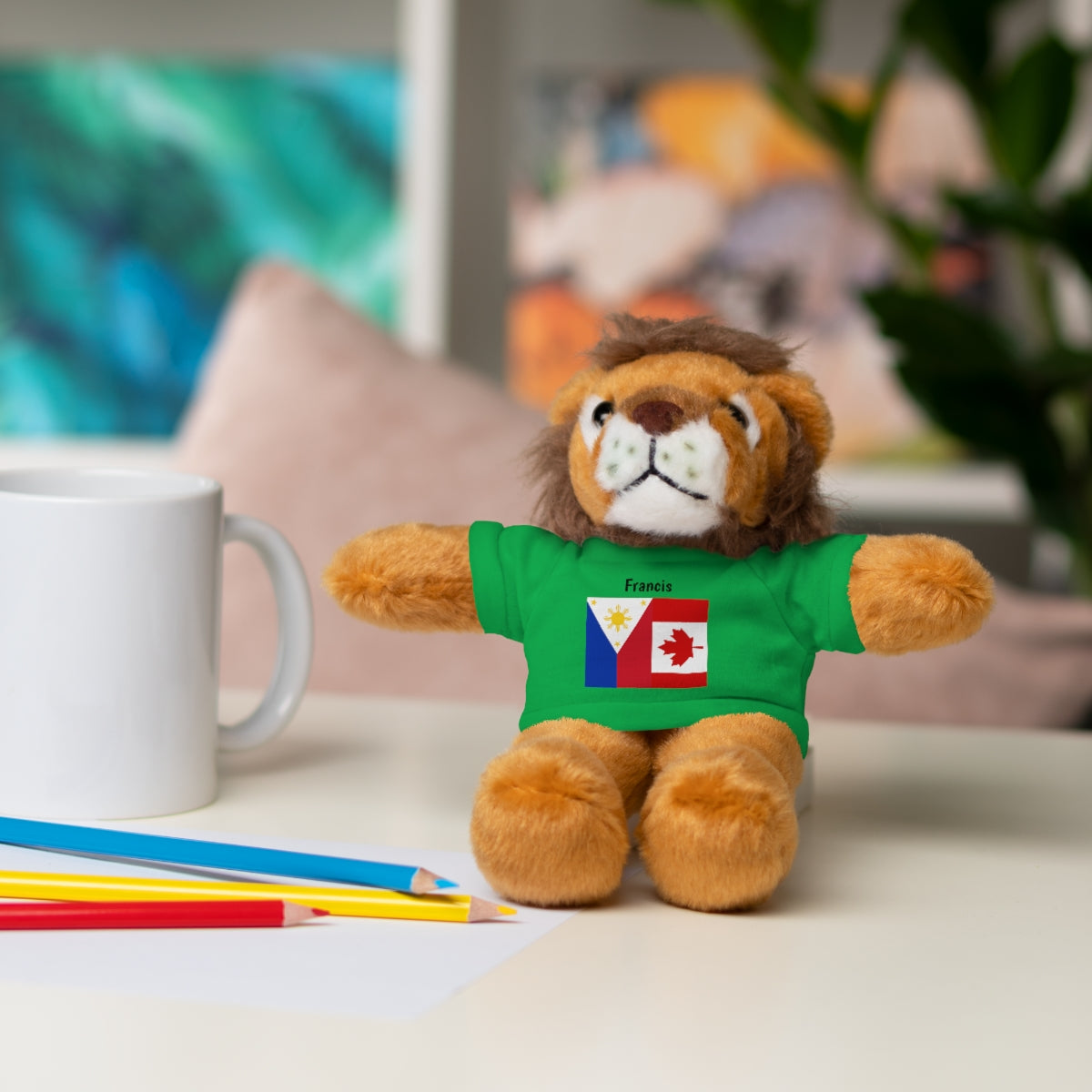 Personalized Filipino Stuffed Animal Toy with Tee | Philippines & Canada Flag | Gift for kids and adults | Holiday Gifting