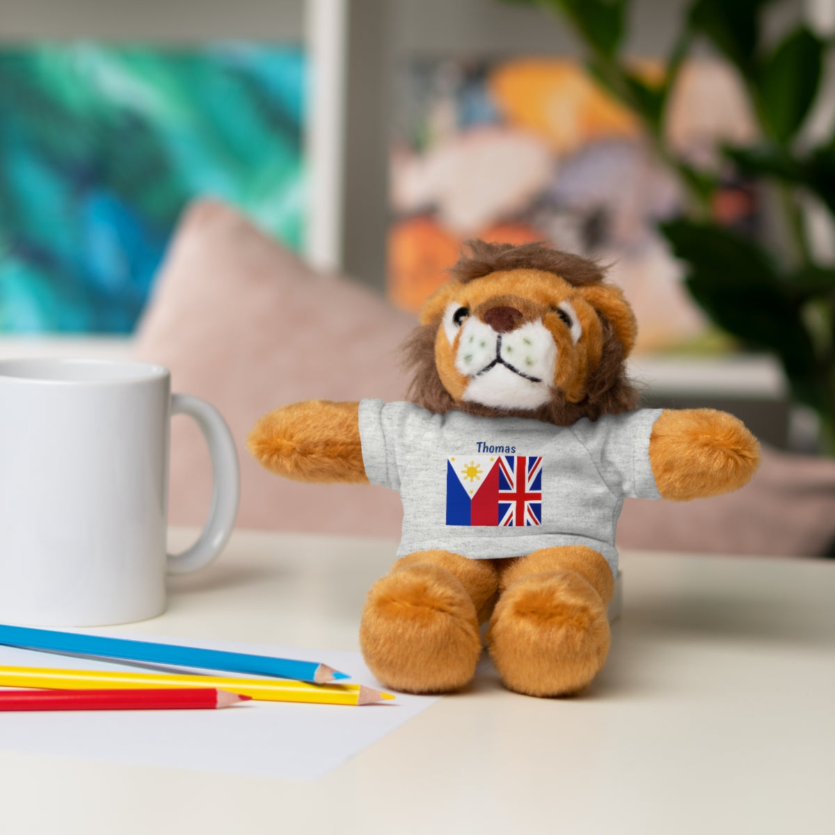 Personalized Filipino Stuffed Animal Toy with Tee | Philippines & UK Flag | Gift for kids and adults | Holiday Gifting idea