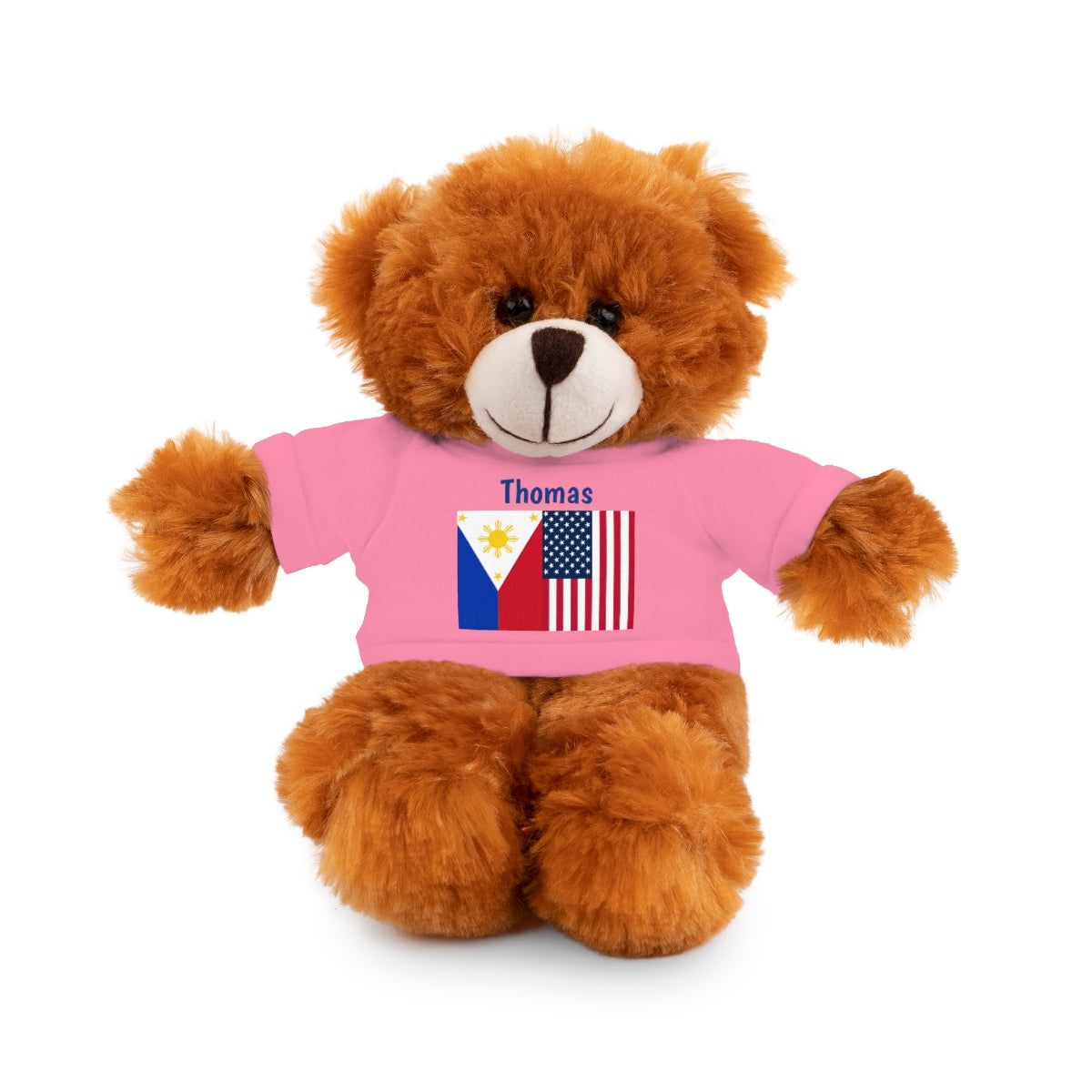 Personalized Filipino Stuffed Animal Toy with Tee | Philippines and USA Flag | Gift for kids and adults | Holiday Gifting