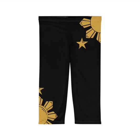 Philippines Filpino Sun and Star Capri Leggings | Womens Capri Leggings, Summer capris | Filipino Summer capris