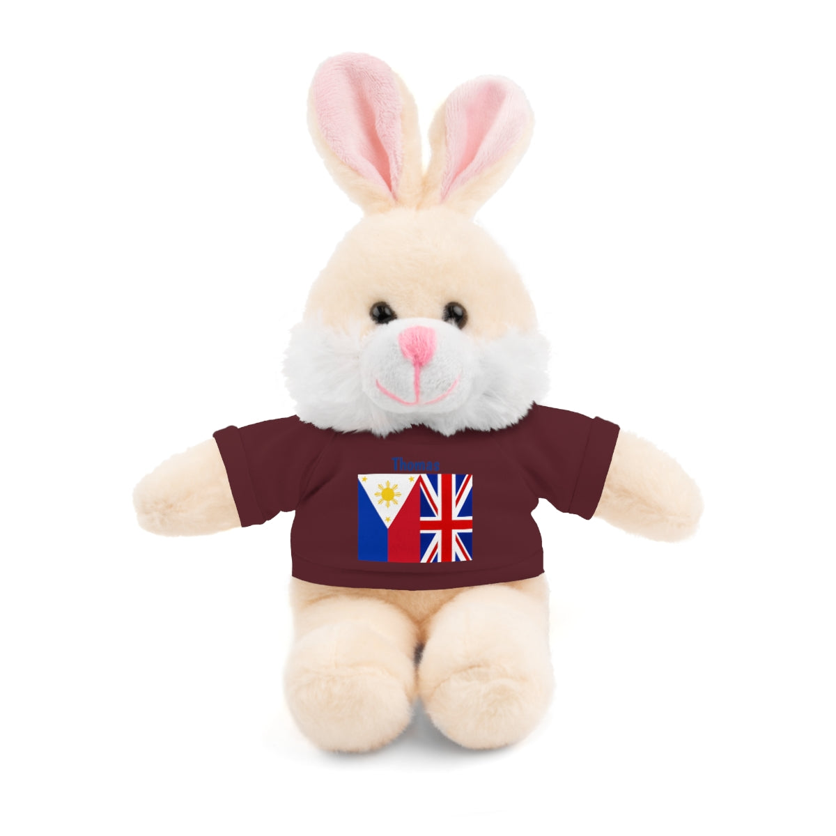 Personalized Filipino Stuffed Animal Toy with Tee | Philippines & UK Flag | Gift for kids and adults | Holiday Gifting idea