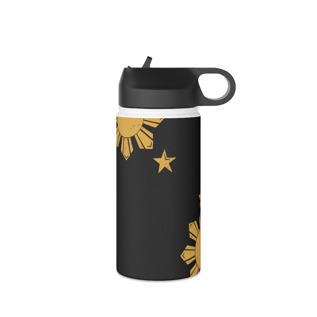 Personalized Philippines Sun and Star Steel Water Bottle, Standard Lid |Summer Travels, Gym watert Bottle, Back to School Water bottle.