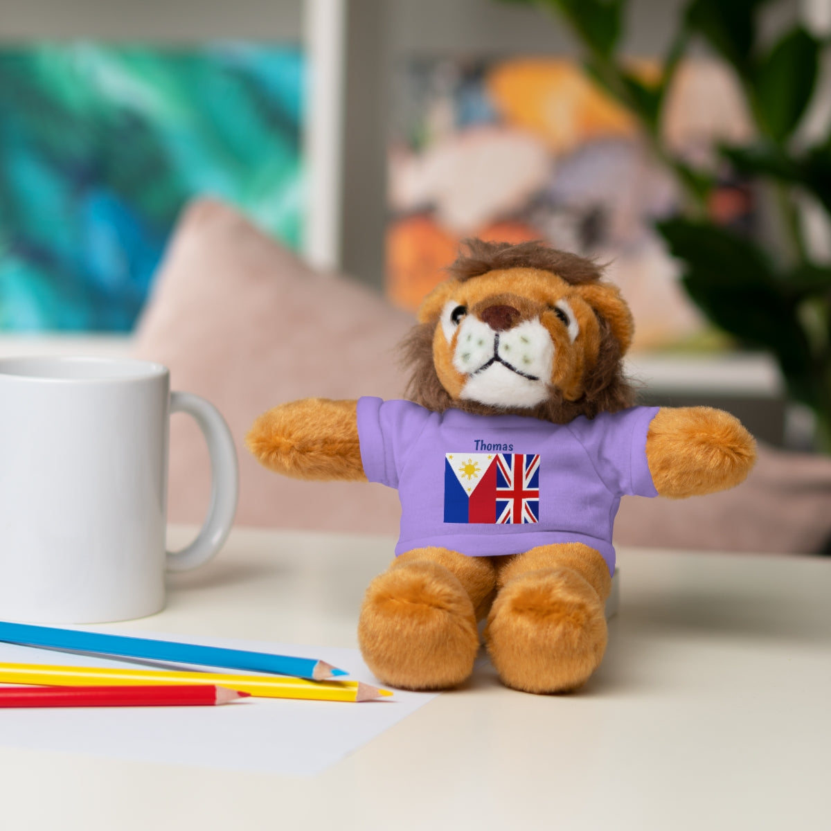 Personalized Filipino Stuffed Animal Toy with Tee | Philippines & UK Flag | Gift for kids and adults | Holiday Gifting idea