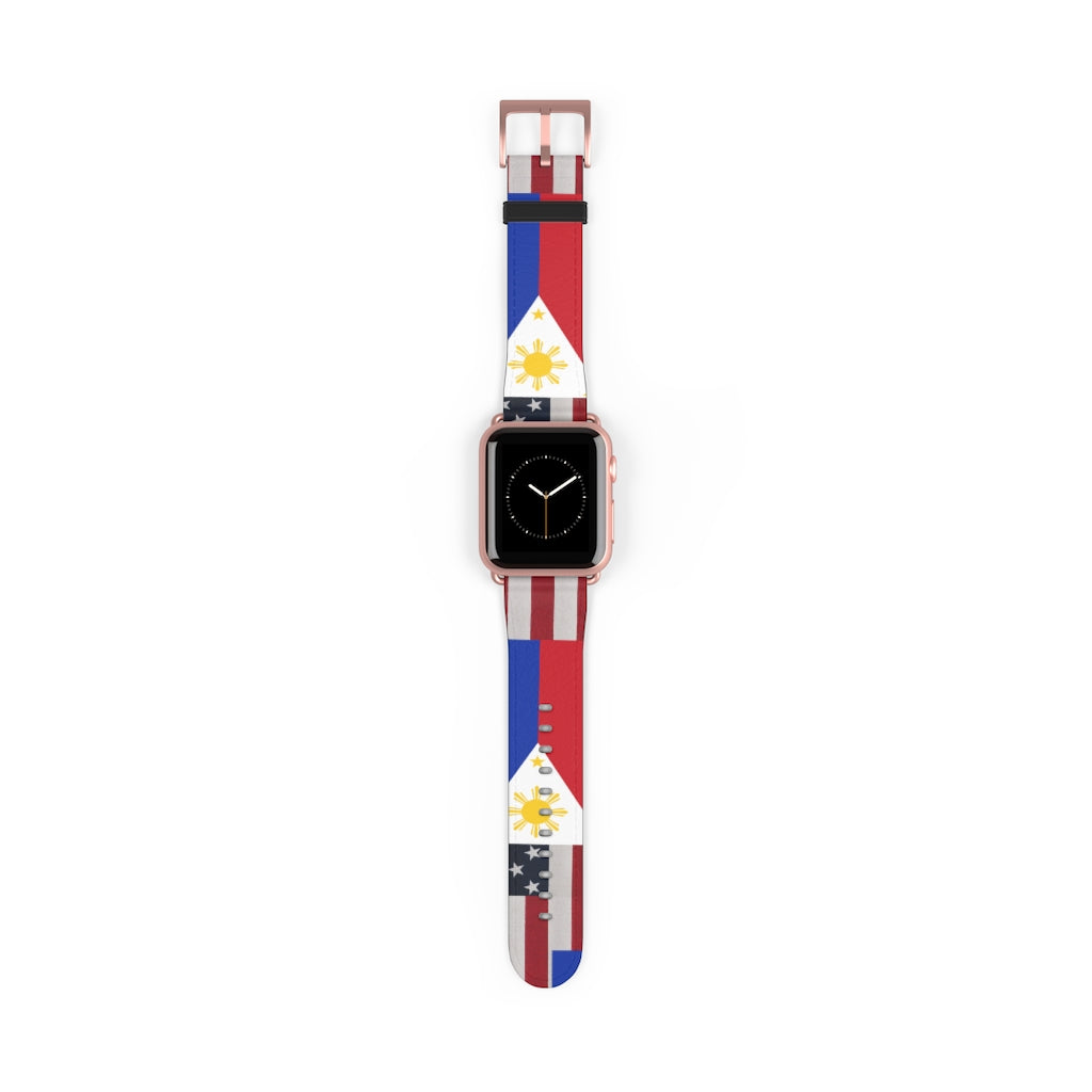 Filipino Philippines USA Mixed flag Watch Band, Philippine Fashion, Fit watch band.Philippine Accesories.