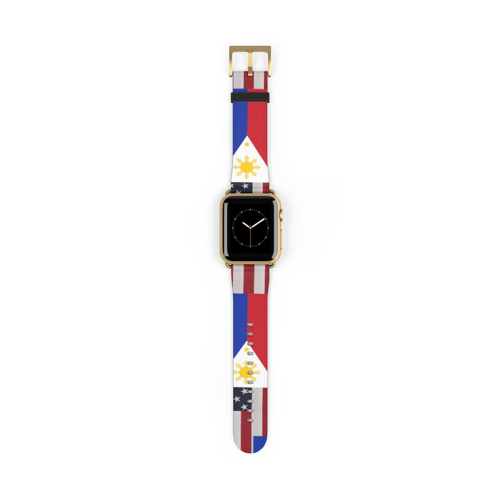 Filipino Philippines USA Mixed flag Watch Band, Philippine Fashion, Fit watch band.Philippine Accesories.