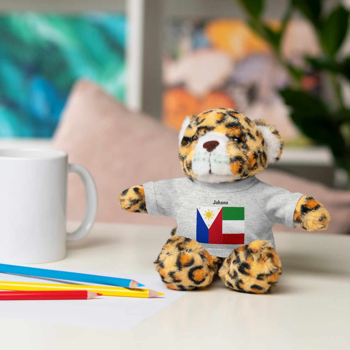 Personalized Filipino Stuffed Animal Toy with Tee | Philippines & Italy Flag | Gift for kids and adults | Holiday Gift idea