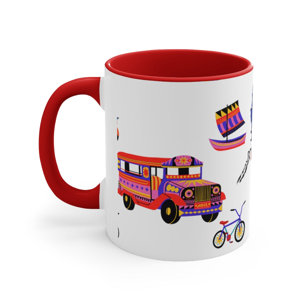 Philippine Inspired Accent Coffee Mug, 11oz | Unique Philippine Filipino Gift Idea for any occassion. Mothers Fathers Day, Birthday Graduation Gift.