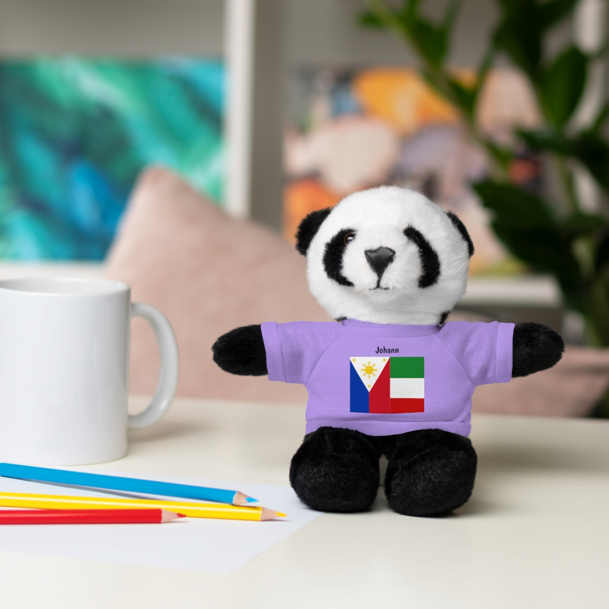 Personalized Filipino Stuffed Animal Toy with Tee | Philippines & Italy Flag | Gift for kids and adults | Holiday Gift idea