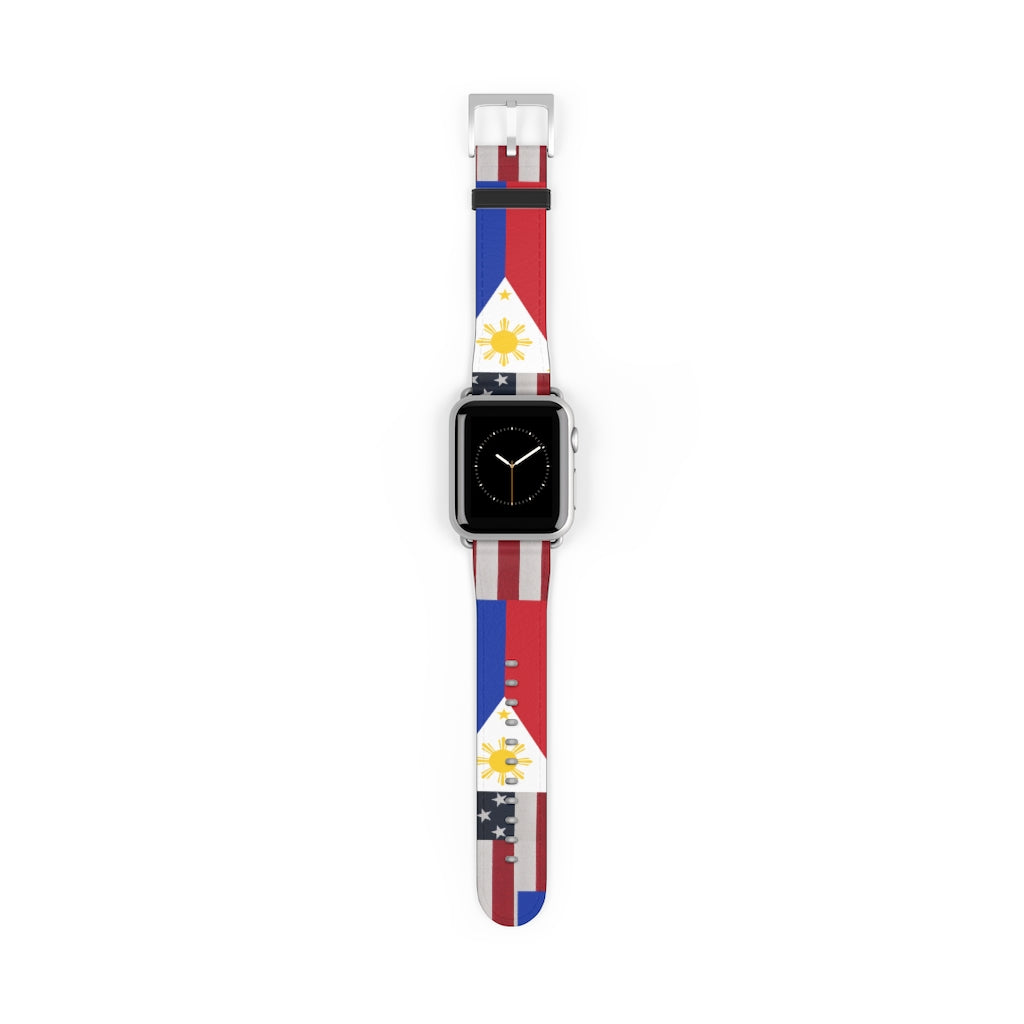 Filipino Philippines USA Mixed flag Watch Band, Philippine Fashion, Fit watch band.Philippine Accesories.