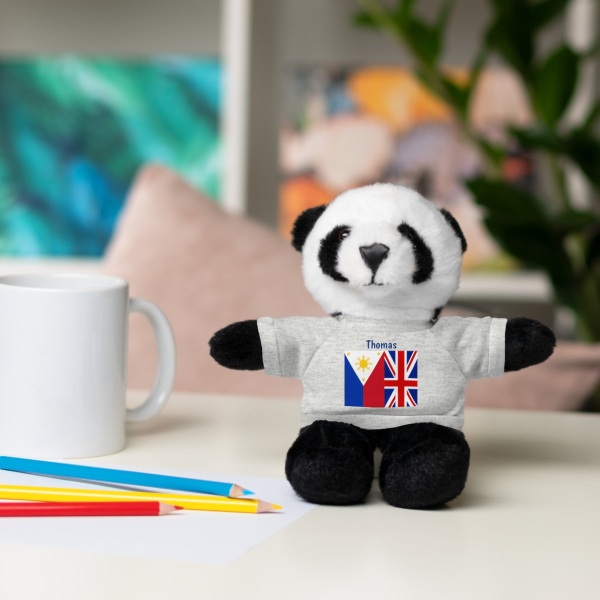 Personalized Filipino Stuffed Animal Toy with Tee | Philippines & UK Flag | Gift for kids and adults | Holiday Gifting idea