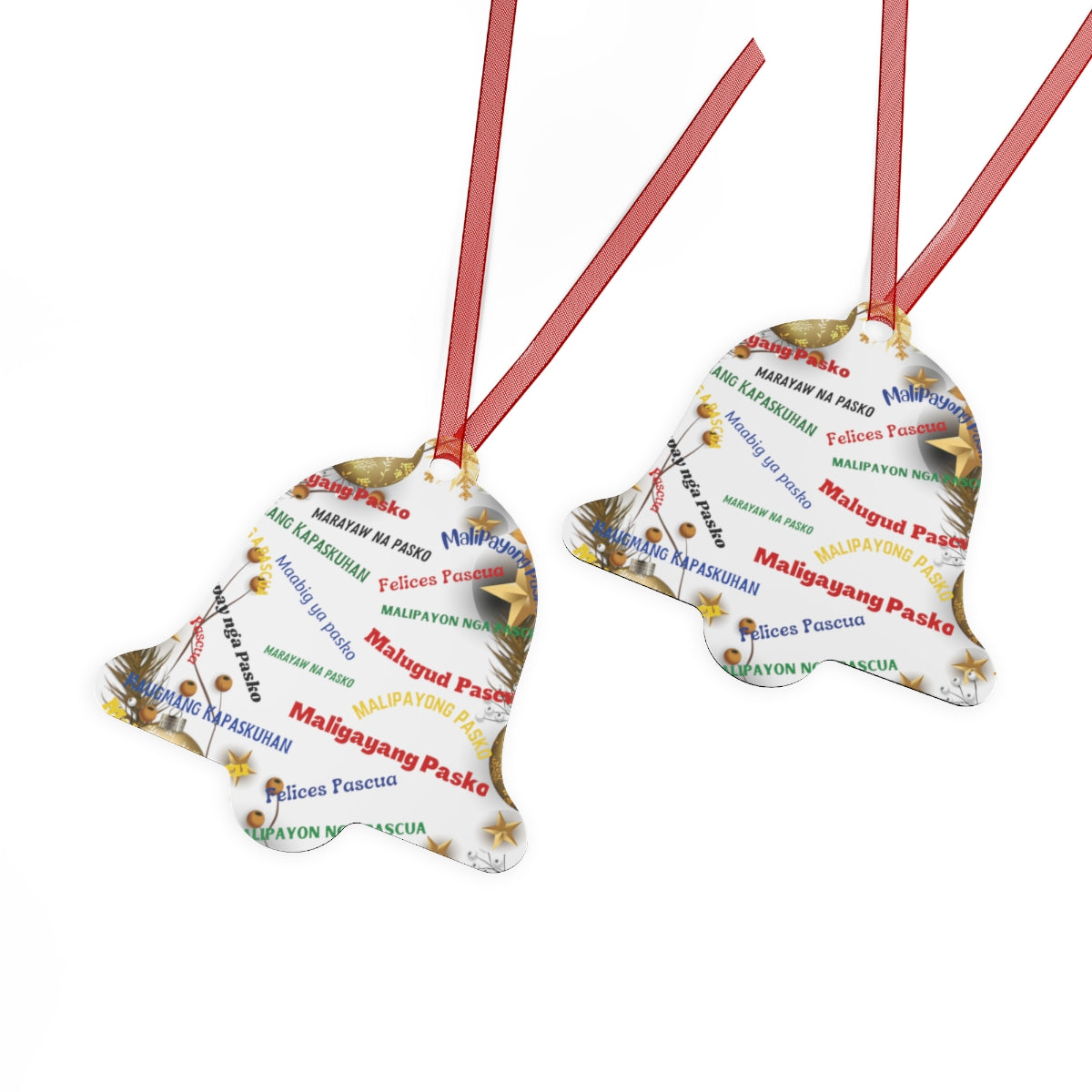 Personalized Filipino Christmas Tree Metal Ornaments, Filipino Christmas Greetings in different native dialects