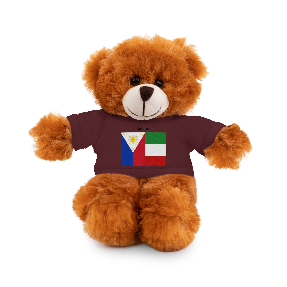 Personalized Filipino Stuffed Animal Toy with Tee | Philippines & Italy Flag | Gift for kids and adults | Holiday Gift idea