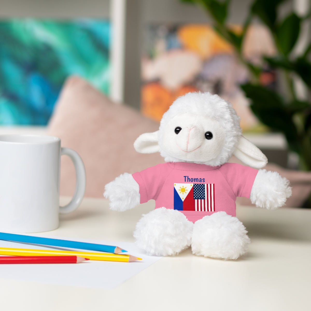 Personalized Filipino Stuffed Animal Toy with Tee | Philippines and USA Flag | Gift for kids and adults | Holiday Gifting