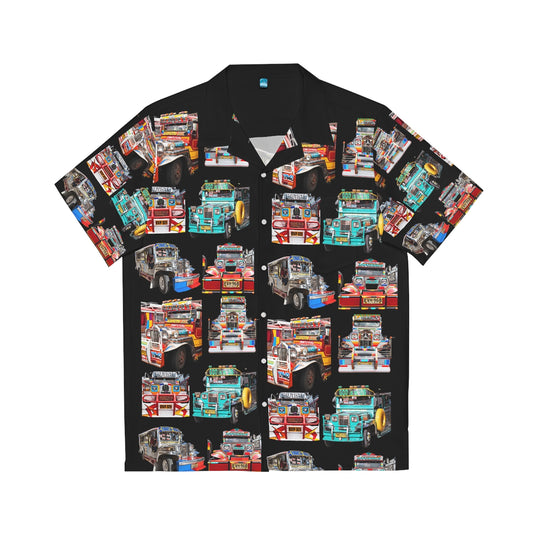 Philippines Filipino Jeepney Theme Men's Hawaiian Shirt | Filipino Pinoy Shirt| Fathers Day Hawaiian Polo Shirt | Fathers Day Gift