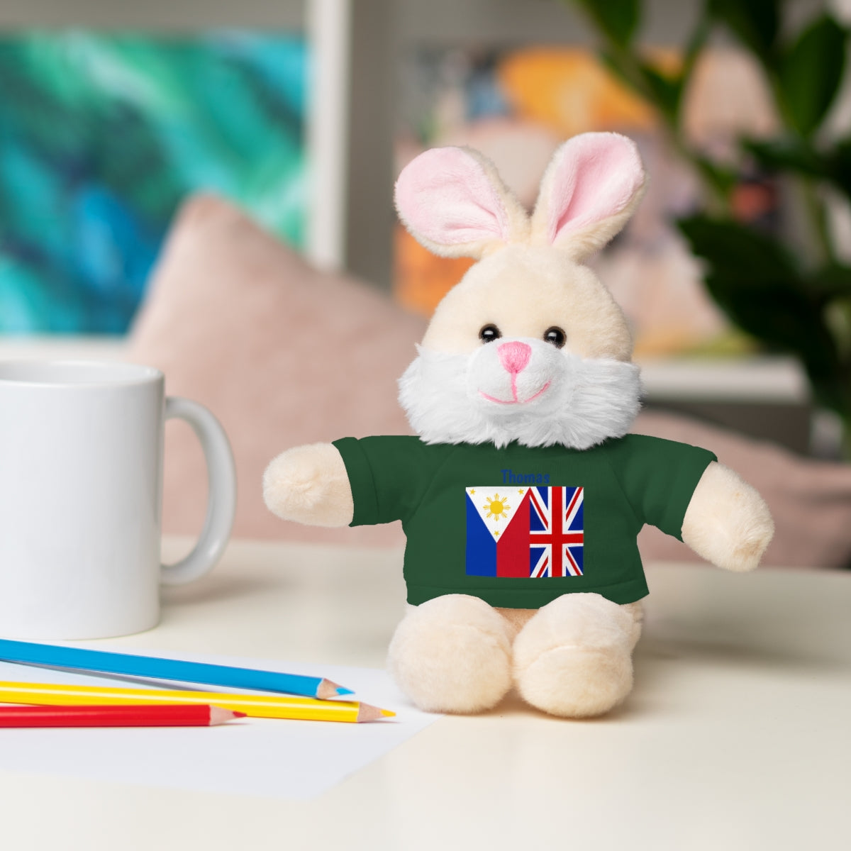 Personalized Filipino Stuffed Animal Toy with Tee | Philippines & UK Flag | Gift for kids and adults | Holiday Gifting idea