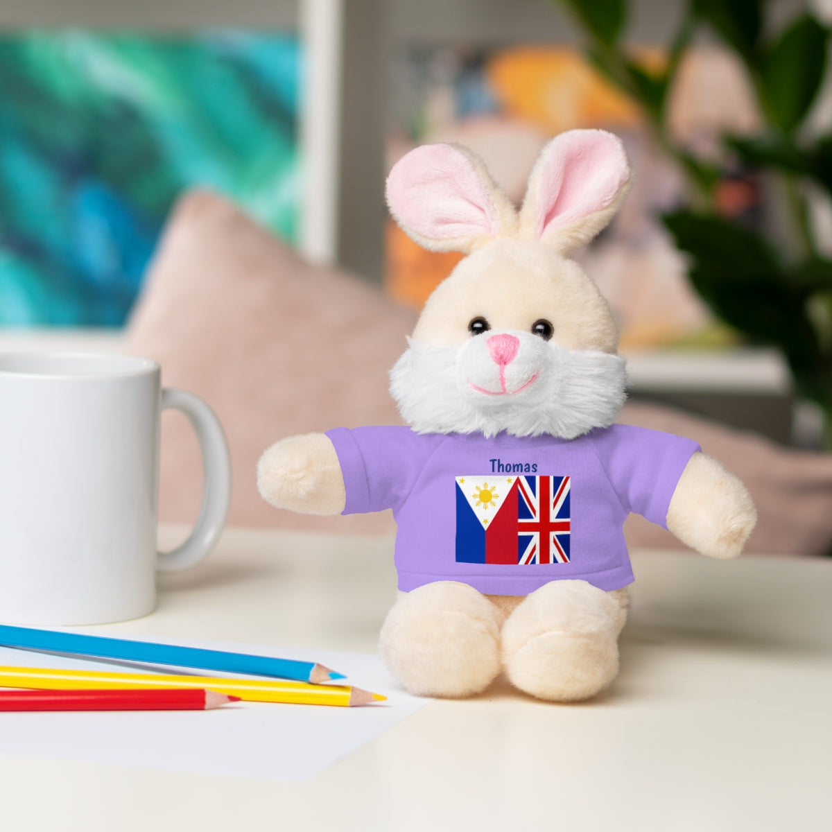Personalized Filipino Stuffed Animal Toy with Tee | Philippines & UK Flag | Gift for kids and adults | Holiday Gifting idea