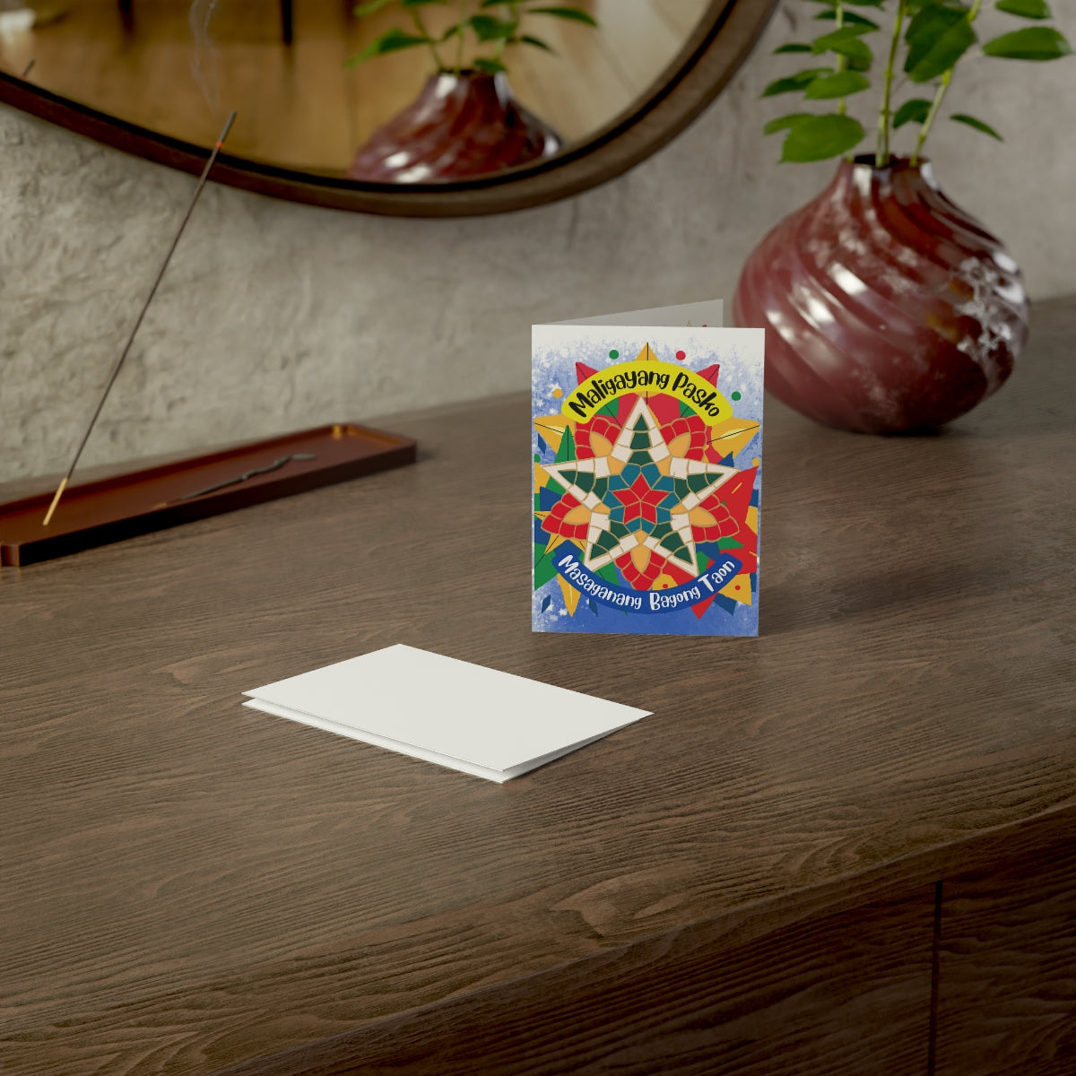 Personalized Filipino Greeting card , Filipino Christmas Lanterns Parol theme Folded Greeting Cards