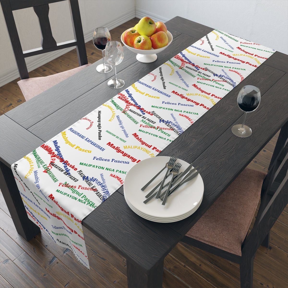 Philippines Filipino Christmas Greetings in different dialects themed Table Runner (Cotton, Poly)