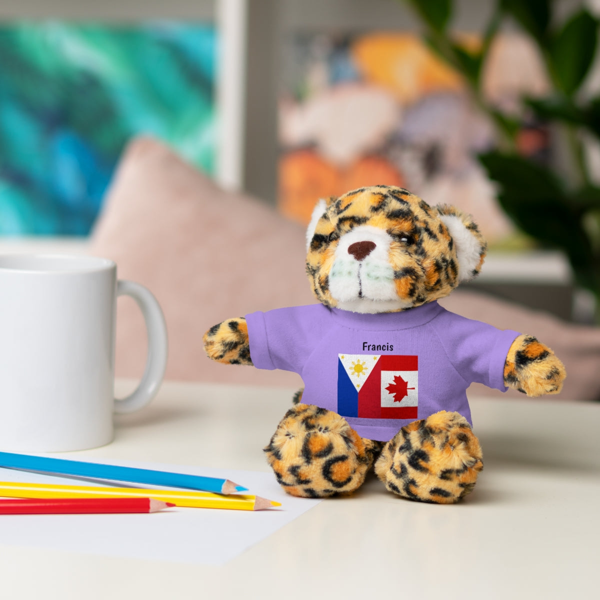Personalized Filipino Stuffed Animal Toy with Tee | Philippines & Canada Flag | Gift for kids and adults | Holiday Gifting