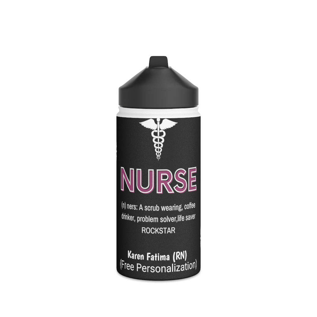 Personalized Nurse Steel Water Bottle, Standard Lid |Summer Travels, Gym water Bottle | Nurse unique Gift idea.