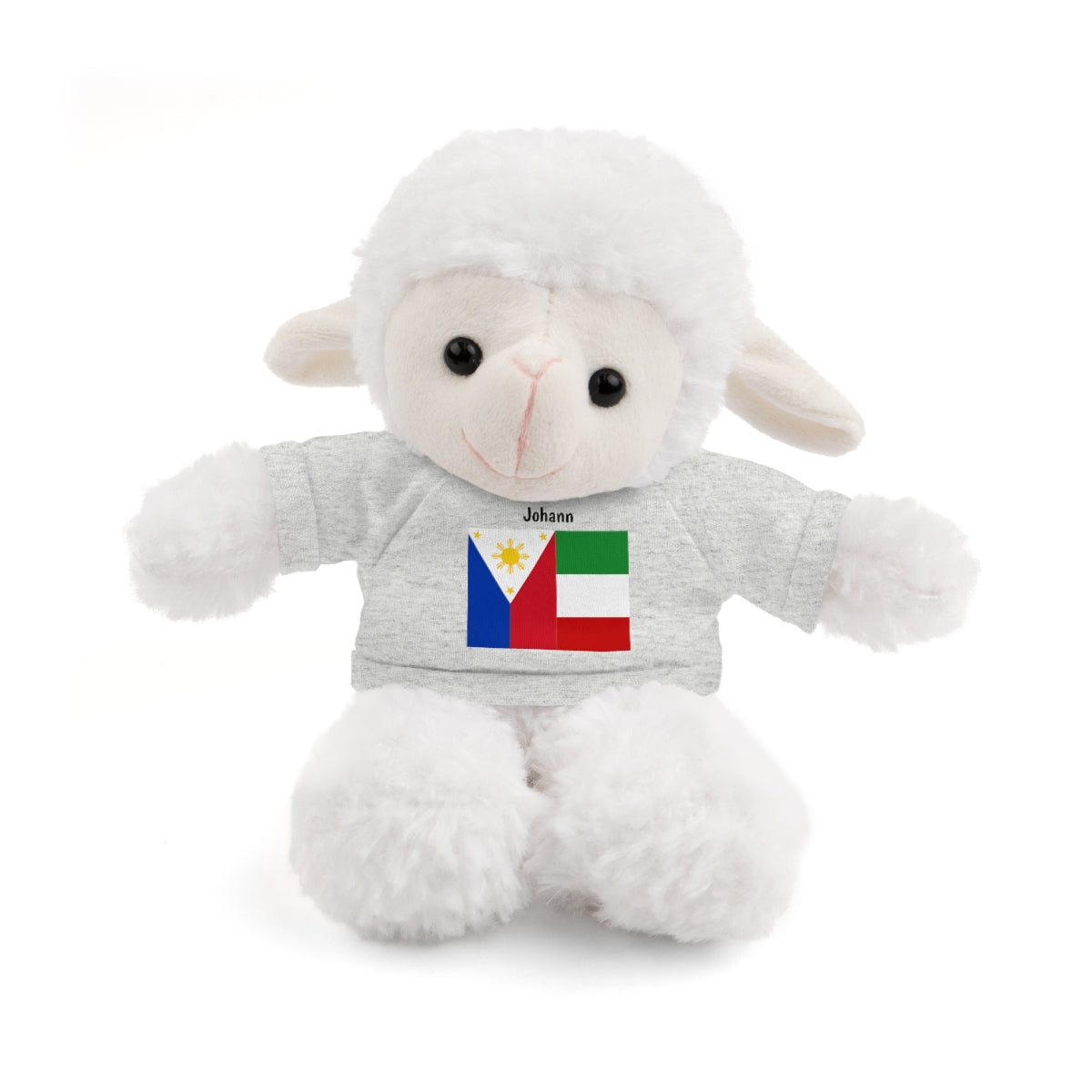 Personalized Filipino Stuffed Animal Toy with Tee | Philippines & Italy Flag | Gift for kids and adults | Holiday Gift idea