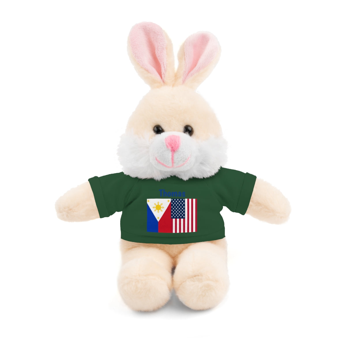 Personalized Filipino Stuffed Animal Toy with Tee | Philippines and USA Flag | Gift for kids and adults | Holiday Gifting