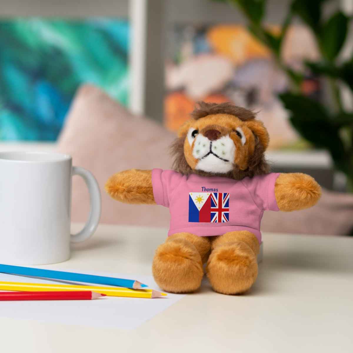 Personalized Filipino Stuffed Animal Toy with Tee | Philippines & UK Flag | Gift for kids and adults | Holiday Gifting idea