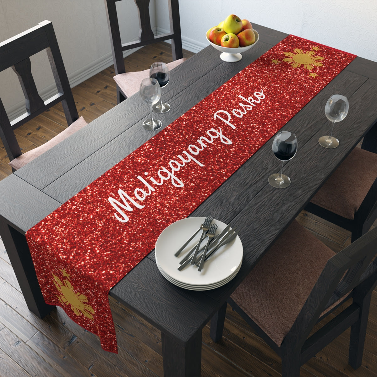 Philippines Filipino Christmas Maligayang Pasko Sun and Star themed Table Runner (Cotton, Poly)