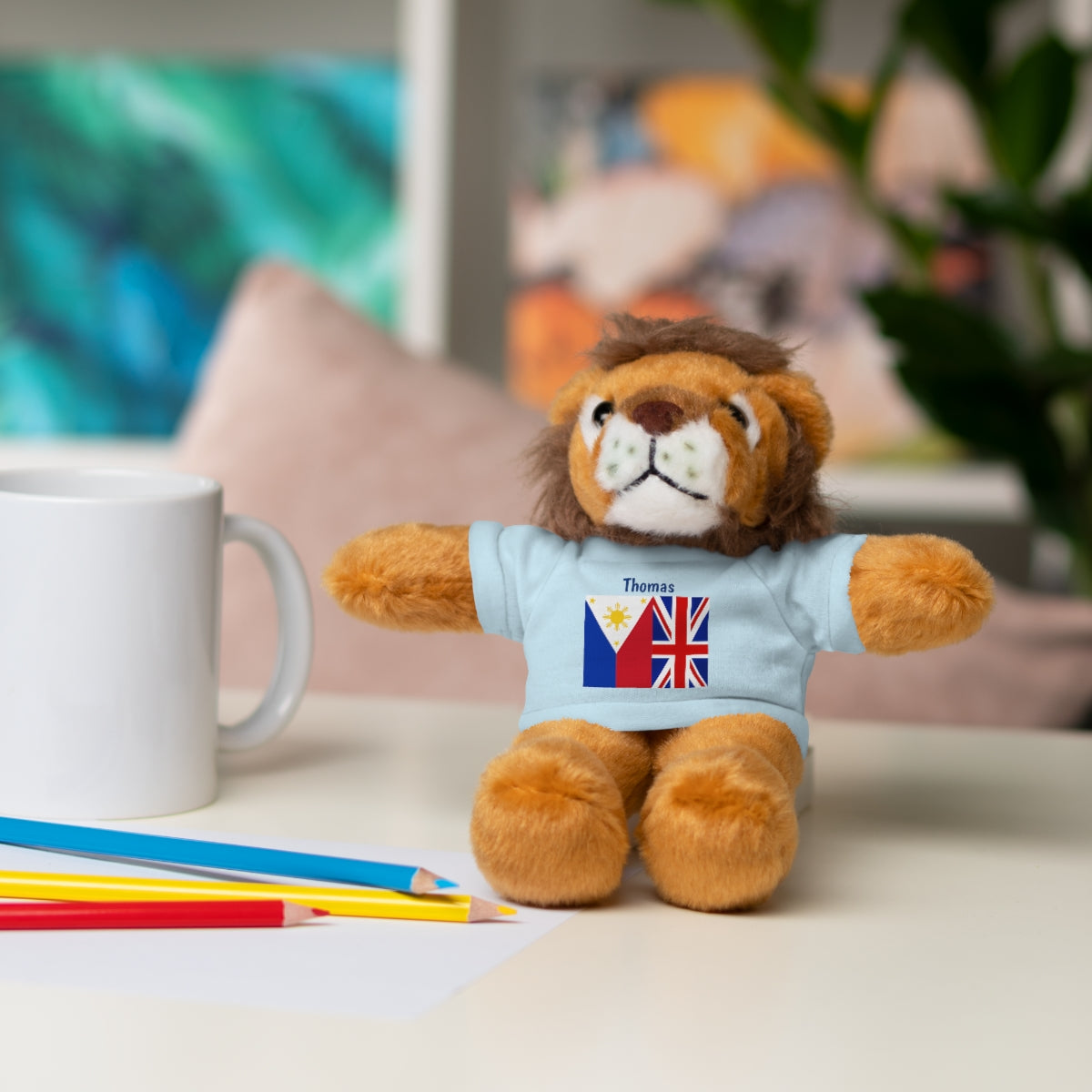 Personalized Filipino Stuffed Animal Toy with Tee | Philippines & UK Flag | Gift for kids and adults | Holiday Gifting idea