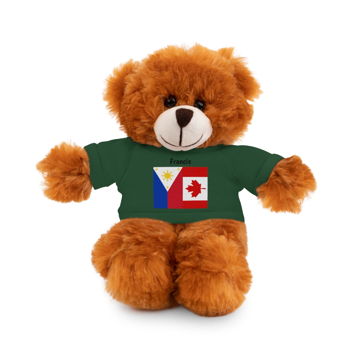Personalized Filipino Stuffed Animal Toy with Tee | Philippines & Canada Flag | Gift for kids and adults | Holiday Gifting