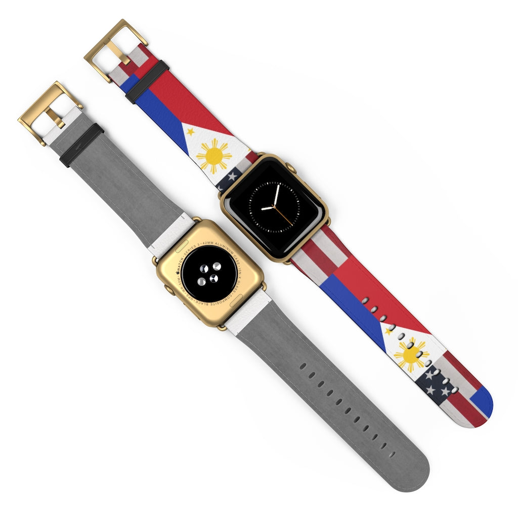 Filipino Philippines USA Mixed flag Watch Band, Philippine Fashion, Fit watch band.Philippine Accesories.