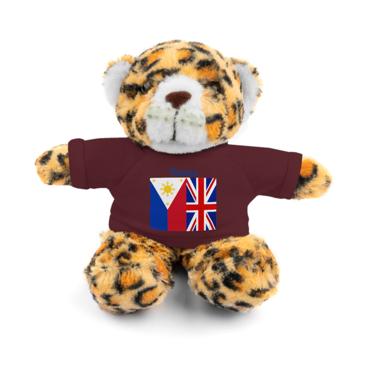 Personalized Filipino Stuffed Animal Toy with Tee | Philippines & UK Flag | Gift for kids and adults | Holiday Gifting idea