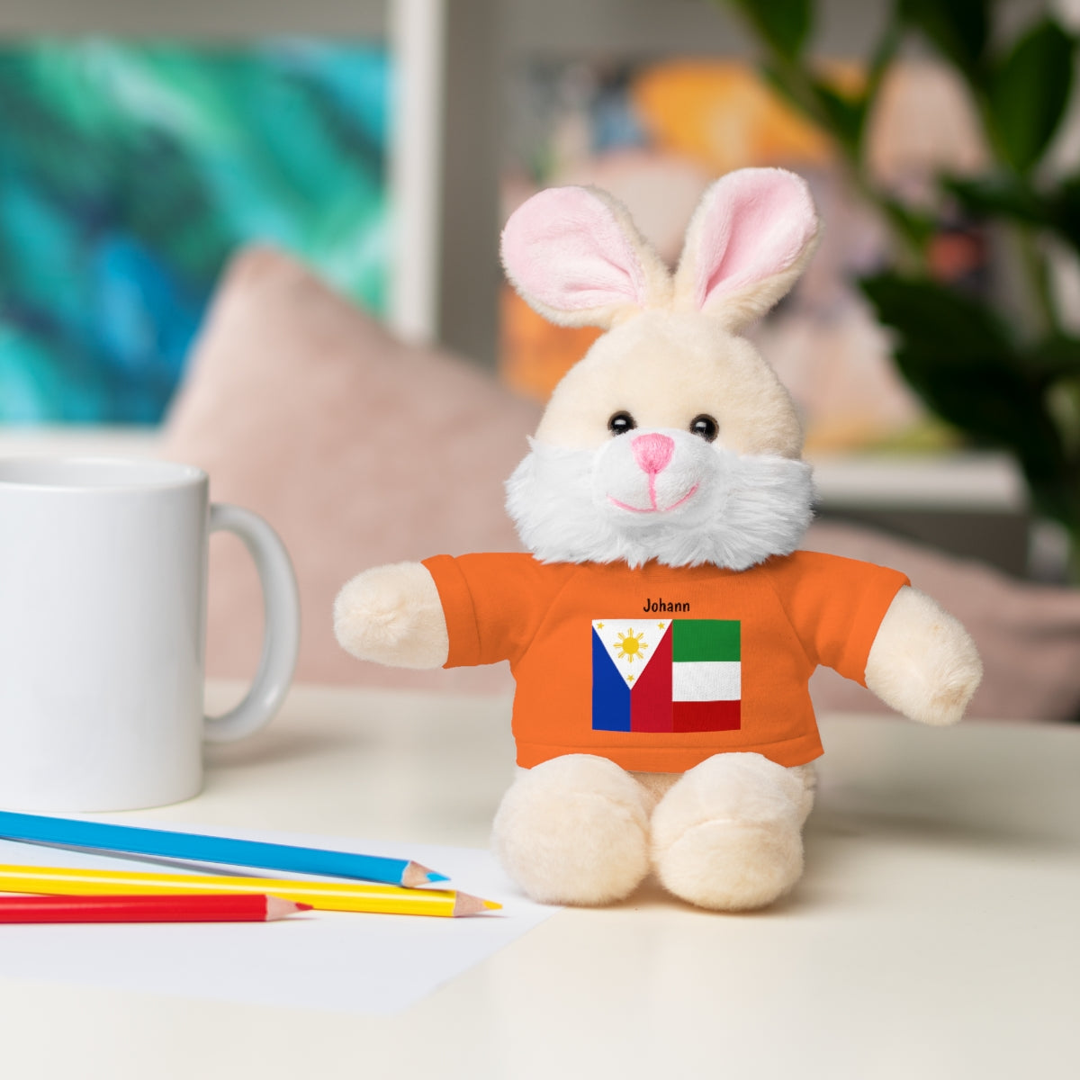 Personalized Filipino Stuffed Animal Toy with Tee | Philippines & Italy Flag | Gift for kids and adults | Holiday Gift idea