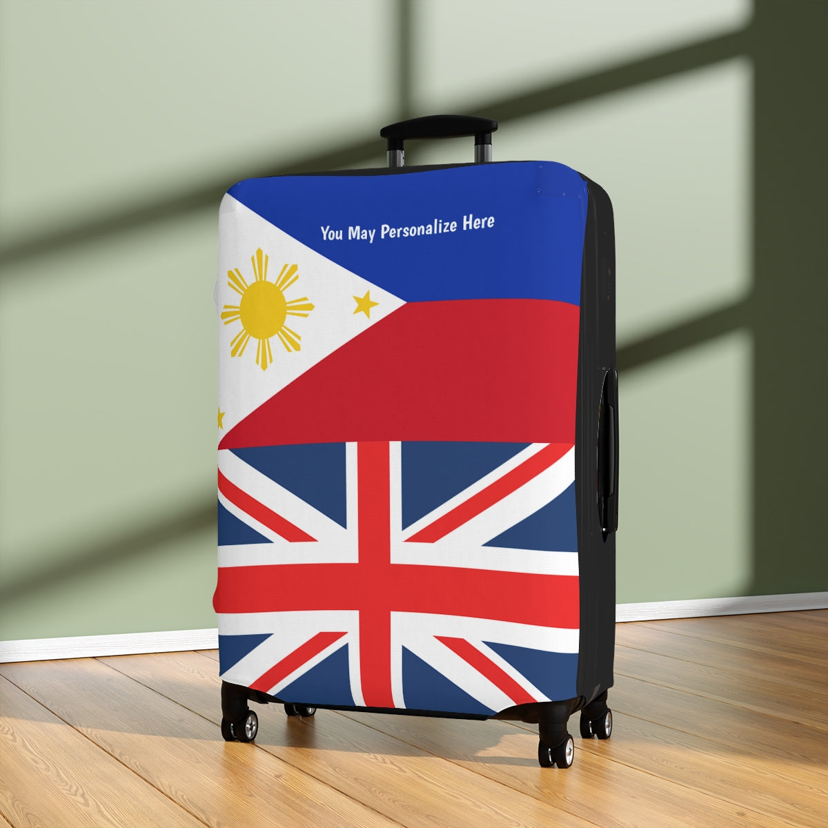 Philippines UK Flag Luggage Cover | Personalized Suitcase Protector | Crisply Printed , Washable.