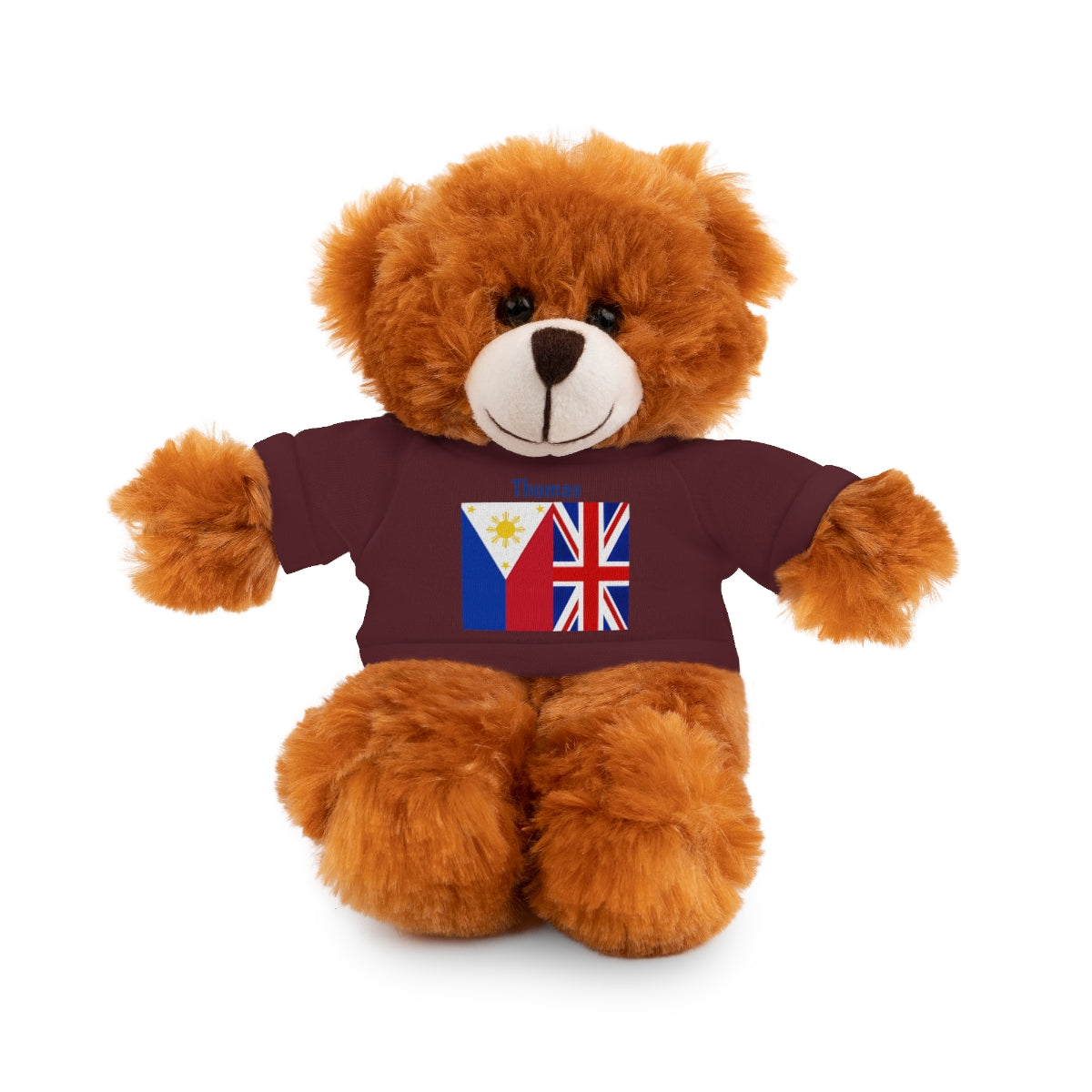 Personalized Filipino Stuffed Animal Toy with Tee | Philippines & UK Flag | Gift for kids and adults | Holiday Gifting idea