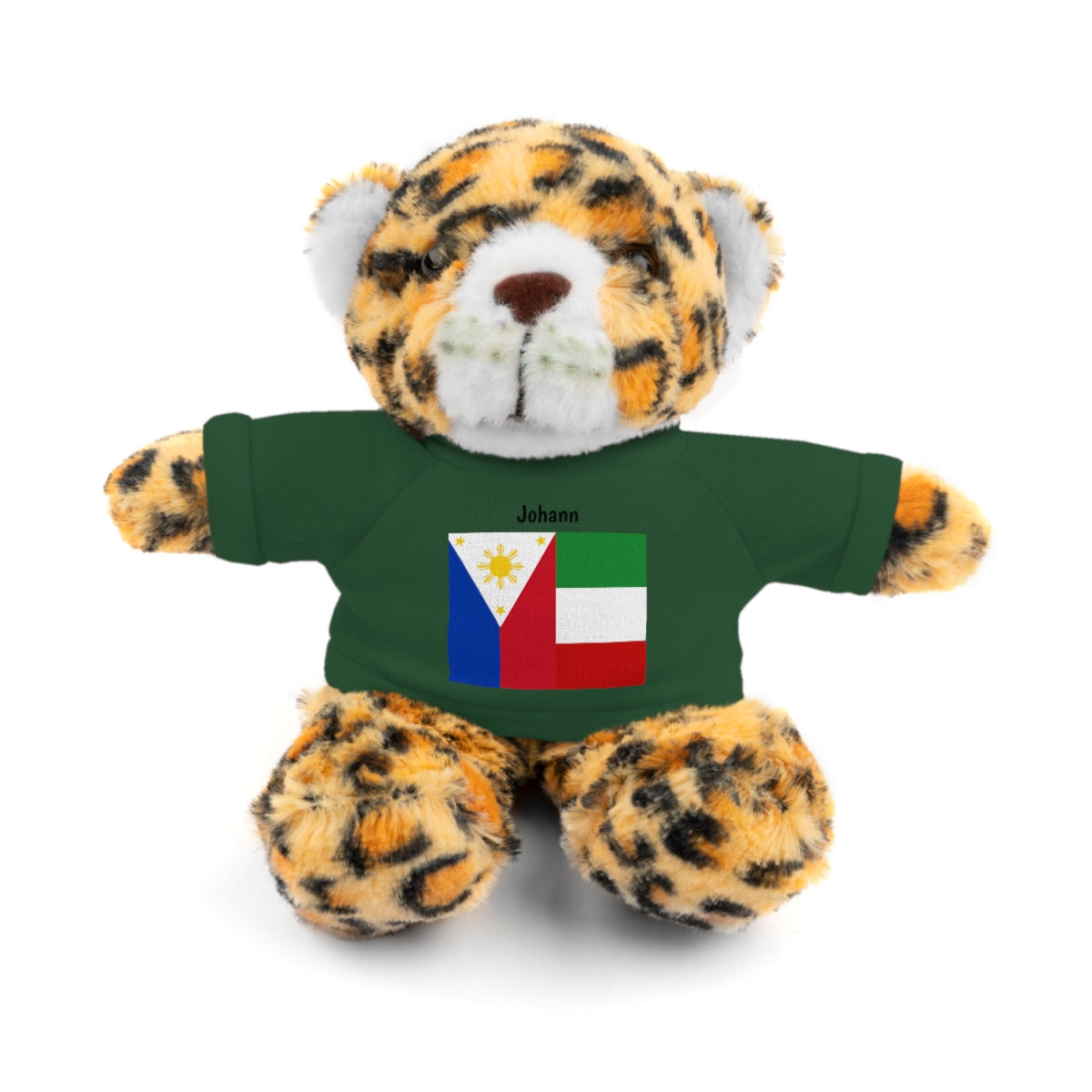 Personalized Filipino Stuffed Animal Toy with Tee | Philippines & Italy Flag | Gift for kids and adults | Holiday Gift idea