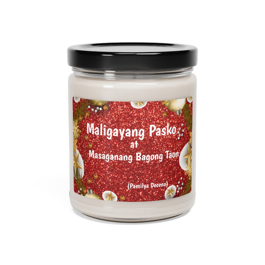 Personalized Filipino Scented Candle | Maligayang Pasko at Masaganang Bagong Taon Scented Soy Candle, 9oz