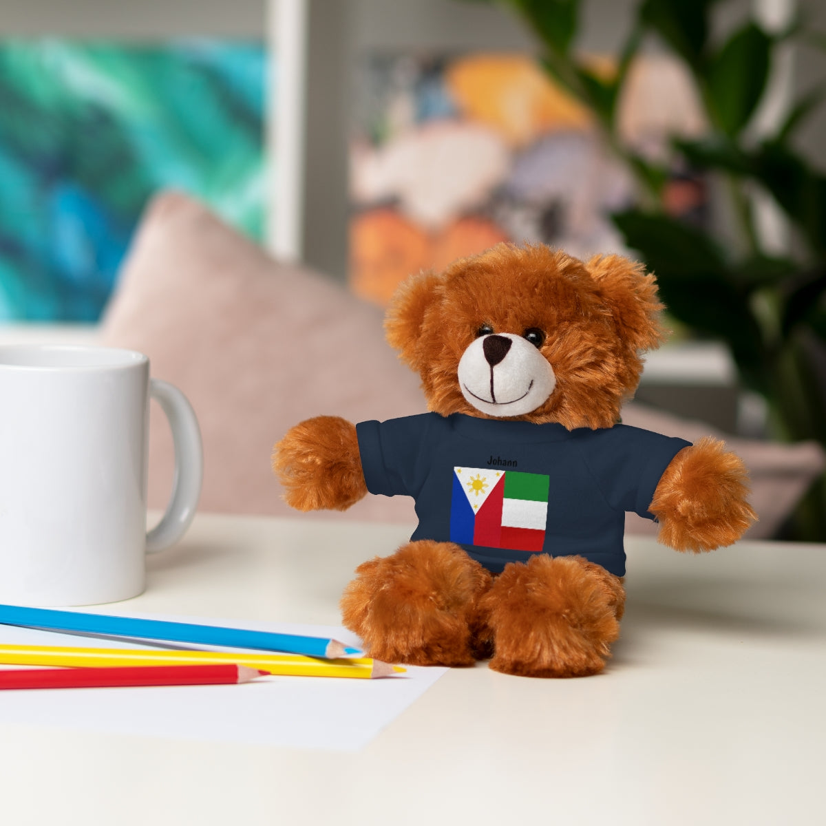 Personalized Filipino Stuffed Animal Toy with Tee | Philippines & Italy Flag | Gift for kids and adults | Holiday Gift idea