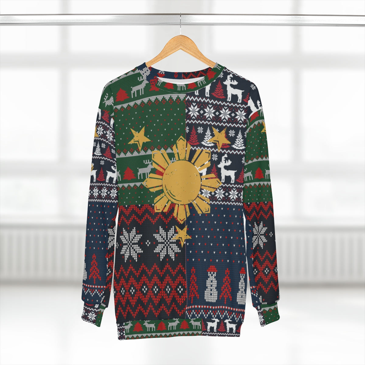 Philippines Filipino Ugly Sweater | Philippine Sun and Plaid Christmas Pullover | One of a kind Holiday Sweater